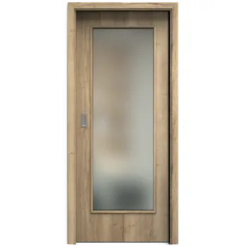 Interiérové dveře SAPELI ELEGANT KOMFORT M40 - CPL LAMINÁT - POSUVNÉ DVEŘE VČ. ZÁRUBNĚ - Dub Halifax Průchozí šířka (cm): 60, Průchozí výška (cm): 210, Typ skla: Satináto bílé