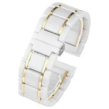 Ostatní příslušenství k chytrým hodinkám eses Keramický řemínek - Bílý se zlatými proužky, 22 mm