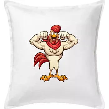 Polštář Svalnatý kohout - Polštář 50x50 - 50x50 - Pouze potah ( Bílá )