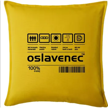Polštář Čárový kód - Oslavenec - Polštář 50x50 - 50x50 - Pouze potah ( Žlutá )
