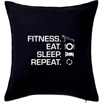Polštář Fitness Eat Sleep Repeat - Polštář 50x50 - 50x50 - Pouze potah ( Černá )