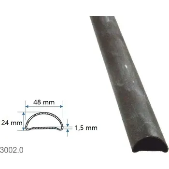 Zábradlí Madlová tyč dutá 48x24x1,5mm, hladká, dĺžka 3000 mm, cena za KUS 6m