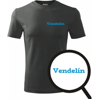 Pánské tričko Grafitové tričko Vendelín - tričko se jménem - barva antracit - velikost XXXL
