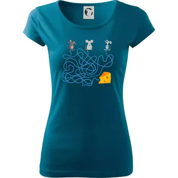 Dámské tričko Myší cesta hlavolam - Dámské triko Pure - L ( Petrolejová )