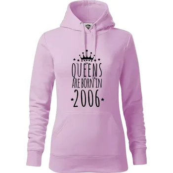 Dámská mikina Queens are born in 2006 - Mikina dámská Cape s kapucí - S ( Orchid )