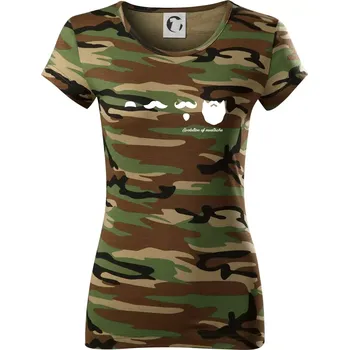 Dámské tričko Evolution mustache - Dámské maskáčové triko - 2XL ( Hnědý maskáč )