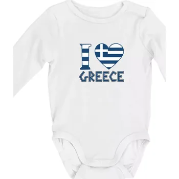I love Greece - Body kojenecké s dlouhým rukávem - Dlouhý r. do 3 měs ( Bílá )