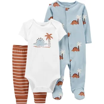 Kojenecká souprava CARTERS CARTER'S Set 3dílný body kr. rukáv, overal, tepláky Blue Dino kluk LBB NB/vel. 56