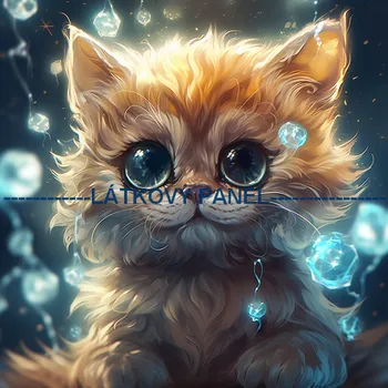 Látkový panel - Kočka - KČ-128 Velikost: 15x15cm, Materiál: Úplet