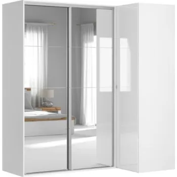 Šatní skříň Black Red White - BRW Flex Rohová Skříň 221 Cm Bílá