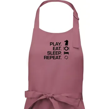 Kuchyňská zástěra Eat sleep play - šachy - Pánská zástěra na vaření - Univerzální velikost ( Starorůžová )