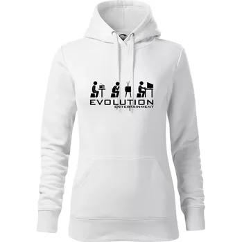 Dámská mikina Evoluce zábavy - Mikina dámská Cape s kapucí - S ( Bílá )