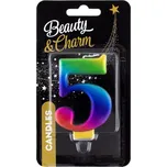 Svíčka dortová číslice 5 metalická, duhová 8 cm