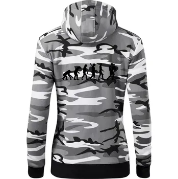 Dámská mikina Evoluce box - Dámská mikina trendy zipper s kapucí - S ( Šedý maskáč )