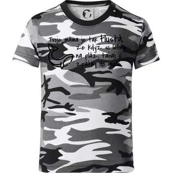 Chlapecké tričko Tvoje mama je tak tlustá - moře - Dětské maskáčové triko - 122 cm/6 let ( Šedý maskáč )