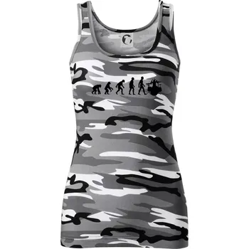 Dámské tričko Evoluce bubeník - Dámské Maskáčové tílko - L ( Šedý maskáč )