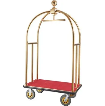 Plošinový vozík Hotelový zavazadlový vozík VEVOR, nosnost 1500 liber, nosič z kartáčované nerezové oceli, zakřivené sloupky, vozík s obsluhou, paluba s červeným kobercem a 8palcová gumová kola, ideální pro hotely, byty, letoviska