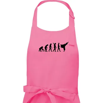Kuchyňská zástěra Karate Evoluce - kop - Pánská zástěra na vaření - Univerzální velikost ( Růžová )