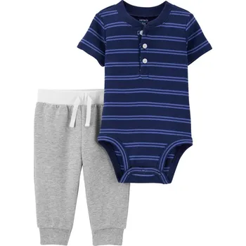 Kojenecká souprava CARTERS CARTER'S Set 2dílný body kr. rukáv, tepláky Blue Stripes kluk NB/vel. 56