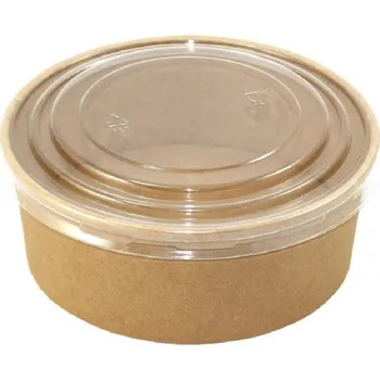 Jednorázové nádobí Miska papírová EKO na polévku s víčkem 128x150x77 (40 ks)