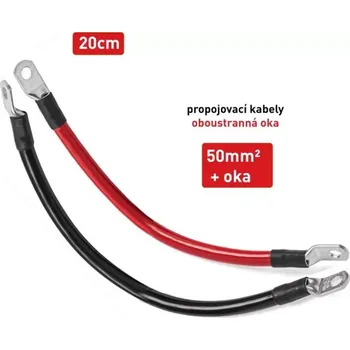 Napájecí kabel *Kabel propojovací s oky - 50mm², délka 20cm černý - 1ks (Kabel s průřezem 50mm². Pro propojení baterii je zapotřebí kabelů s vysokým průřezem. )
