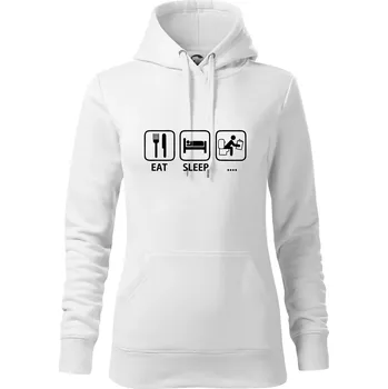 Dámská mikina Eat sleep záchod - Mikina dámská Cape s kapucí - 2XL ( Bílá )