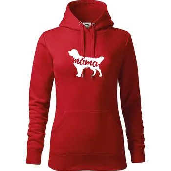 Dámská mikina Zlatý retrívr máma obrys - Mikina dámská Cape s kapucí - L ( Červená )