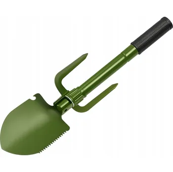Vrták VOJENSKÁ SKLÁDACÍ LOPATKA S MOTYKOU, VIDLIČKOU A PILKOU PRO PŘEŽITÍ A CAMPING - MULTIFUNKČNÍ