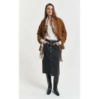 Dámská sukně SUKNĚ GANT MIDI BUTTON FRONT DENIM SKIRT BLACK BROKEN IN