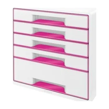Zásuvkový kontejner Zásuvkový box Leitz WOW CUBE, 5 zásuvek, bílá/růžová (52142023)