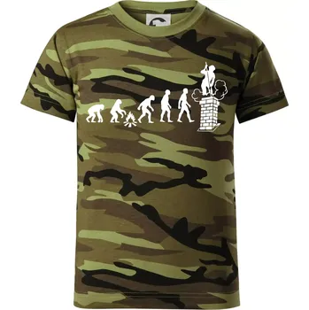 Evoluce kominík - Dětské maskáčové triko - 104-110cm / 3-4 roky ( Zelený maskáč )