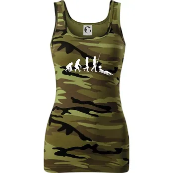 Dámské tričko Evoluce jízdy na bobu - Dámské Maskáčové tílko - S ( Zelený maskáč )