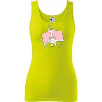 Dámské tričko Učení na státnice kočka - Dámské tílko - M ( Limetková )