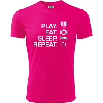 Chlapecké oblečení Play eat sleep piano - Dětské triko sportovní (dresovina) - 134 cm/8 let ( Neon Pink )