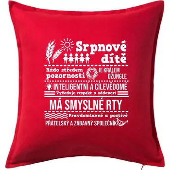 Polštář Narozeniny srpen - Polštář 50x50 - 50x50 - Pouze potah ( Červená )