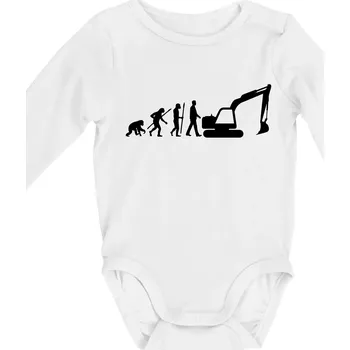 Evoluce bagr velký - Body kojenecké s dlouhým rukávem - Dlouhý r. do 3 měs ( Bílá )