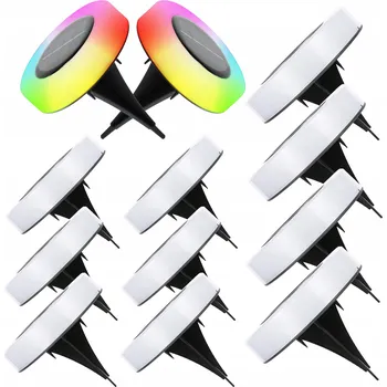 Venkovní osvětlení Solární Zahradní Lampa LED Nájezdová Zapichovací Disky Senzor Soumraku RGB