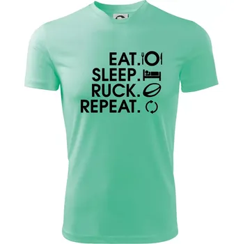 Eat sleep Rugby - Dětské triko sportovní (dresovina) - 158 cm/12 let ( Mátová )