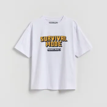 Chlapecké tričko Reserved - Bavlněné tričko Minecraft - bílá - 101FH-00X - 101FH-00X-128