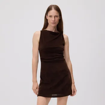 Dámské šaty Reserved - Mini šaty s nabíráním - tmavě hnědá - 925GA-89X - 925GA-89X-M