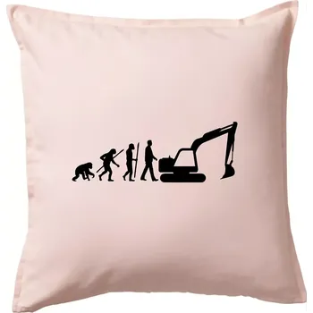 Polštář Evoluce bagr velký - Polštář 50x50 - 50x50 - Pouze potah ( Světle růžová )