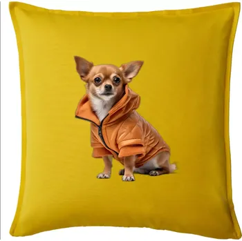 Polštář Čivava v bundě - Polštář 50x50 - 50x50 - Pouze potah ( Žlutá )