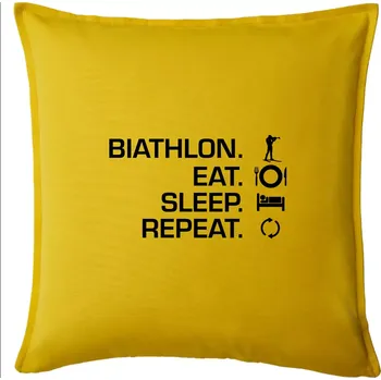 Polštář Biathlon Eat Sleep Repeat - Polštář 50x50 - 50x50 - Pouze potah ( Žlutá )