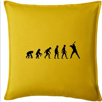 Polštář Evoluce baseball pálkař nápřah - Polštář 50x50 - 50x50 - Pouze potah ( Žlutá )