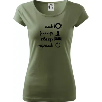 Dámské tričko Eat jump sleep repeat - Dámské triko Pure - XS ( Khaki )