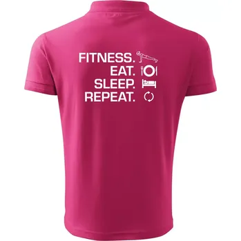 Pánská košile Fitness Eat Sleep Repeat - Polokošile pánská Pique Polo 203 - S ( Purpurová )