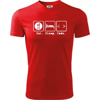 Eat sleep Code - Dětské triko sportovní (dresovina) - 158 cm/12 let ( Červená )