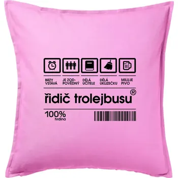Polštář Čárový kód - Řidič trolejbusu - Polštář 50x50 - 50x50 - Pouze potah ( Růžová )