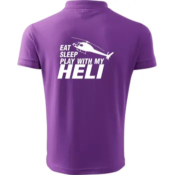 Pánská košile Eat Sleep Play With My Heli - Polokošile pánská Pique Polo 203 - S ( Fialová )