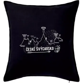 Polštář Profil České Švýcarsko - Polštář 50x50 - 50x50 - Pouze potah ( Černá )